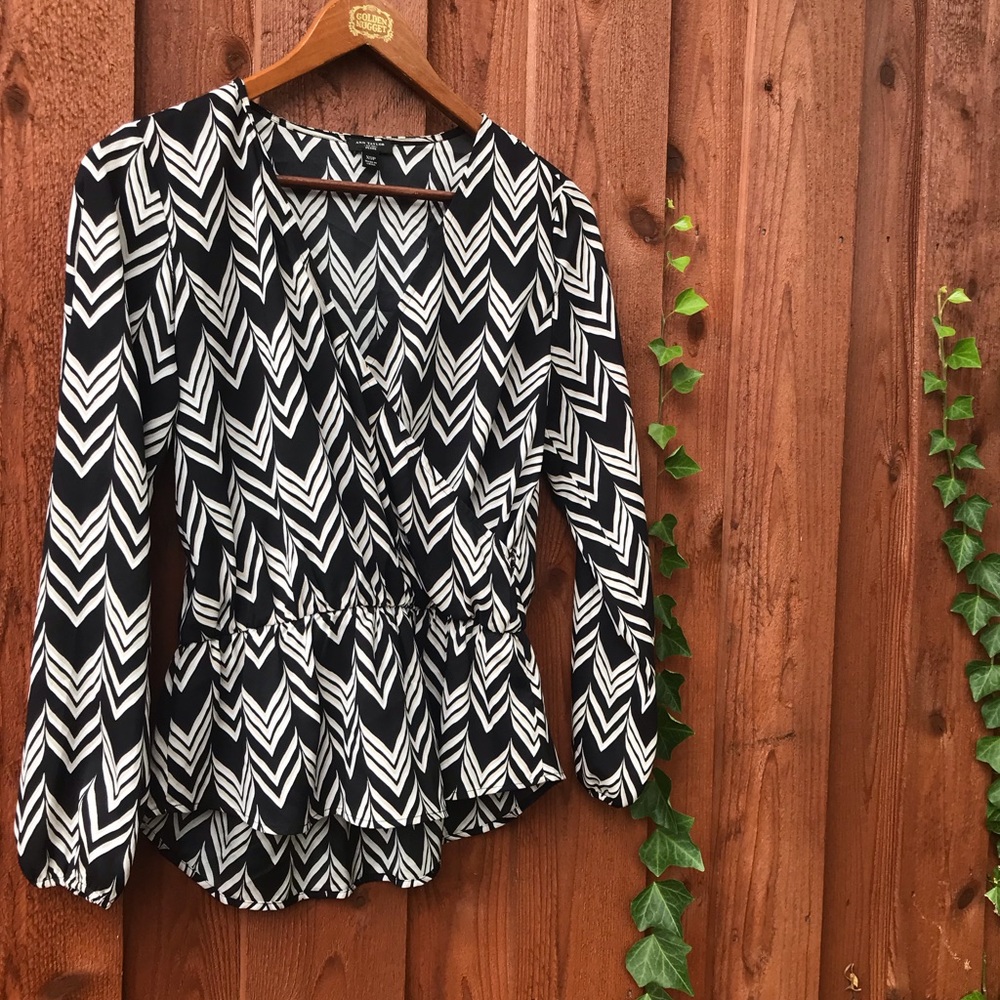 Ann Taylor | PETITE | Peplum Wrap Front | Chevron
